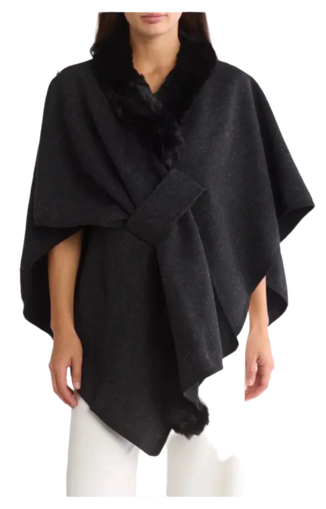 Heather Me Black Wool Wrap