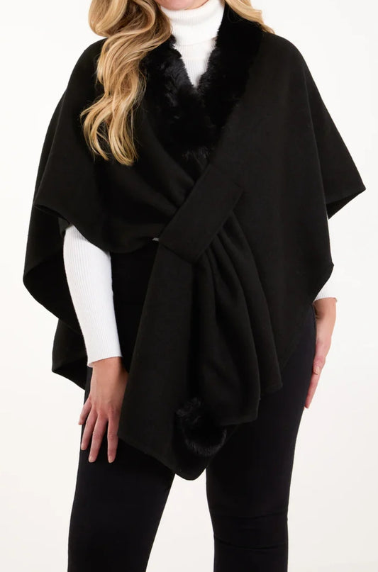 Heather Me Black Wool Wrap